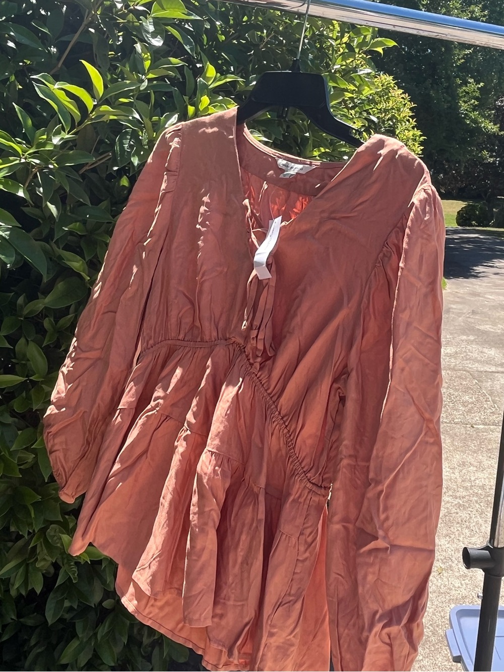 American Eagle Outfitters Tiered Peasant Tunic in Dusty Rose